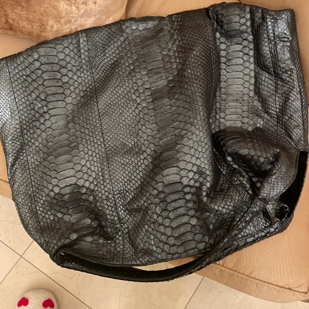 Large Black Python Hobo Bag. Barely Used - image 3